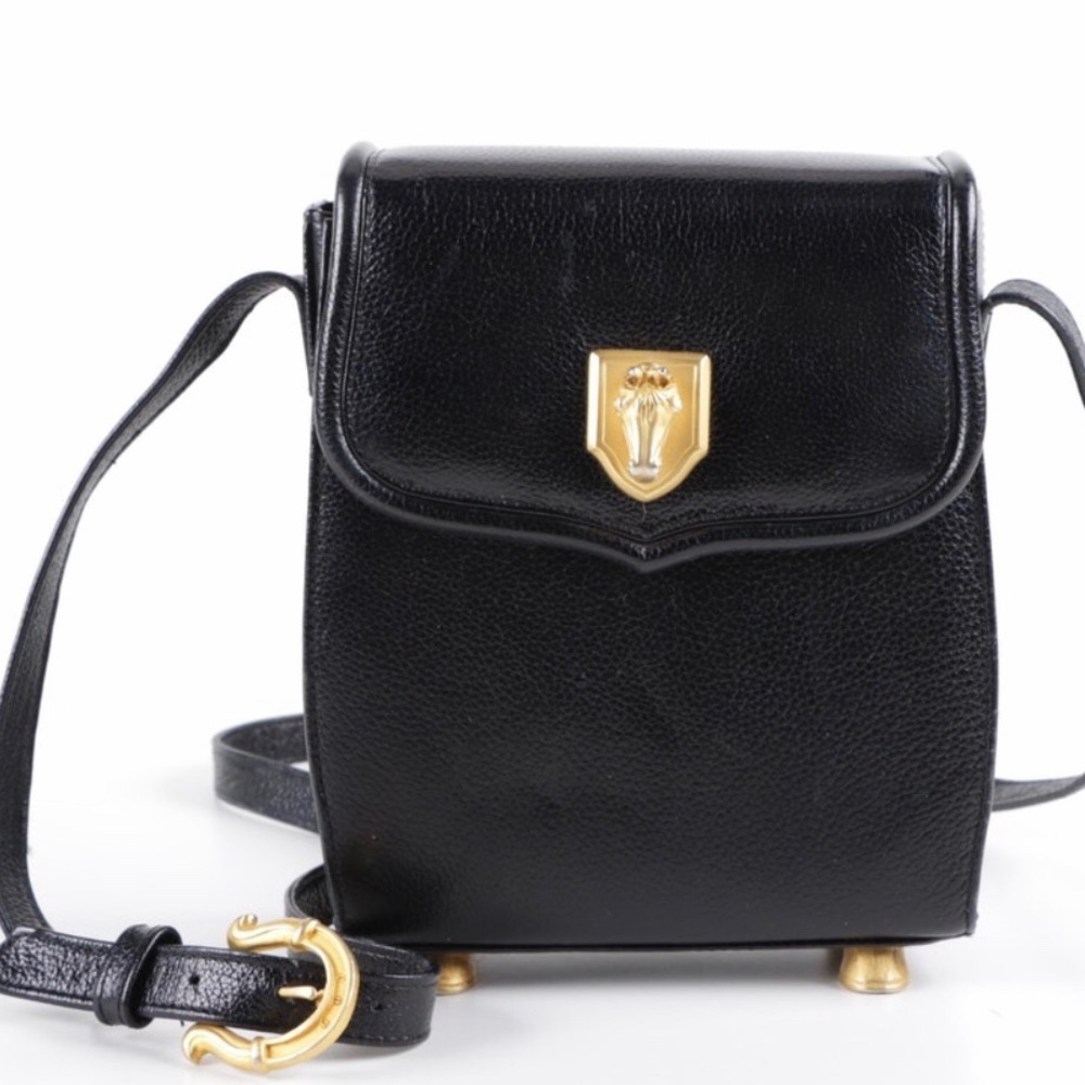 Vicenza Black Pebbled Leather Equestrian Theme Bag